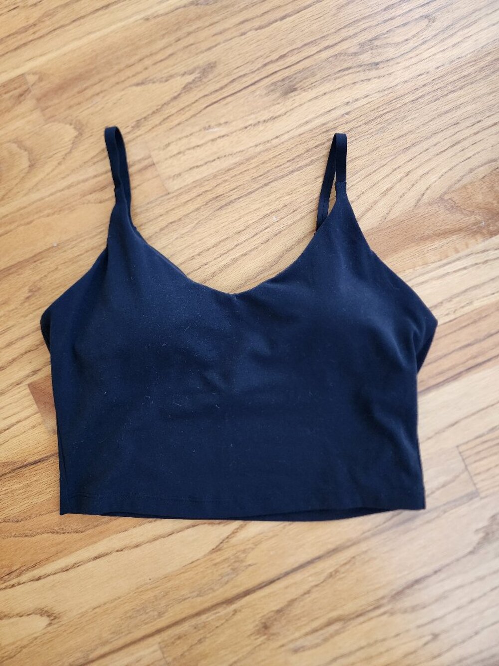 Athleta Black V-Neck Crop Sports Bra Tank Top - Medium